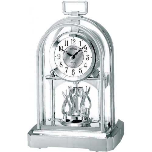 Rhythm Japanese Table Clock 4Sg744Wr19 - Silver